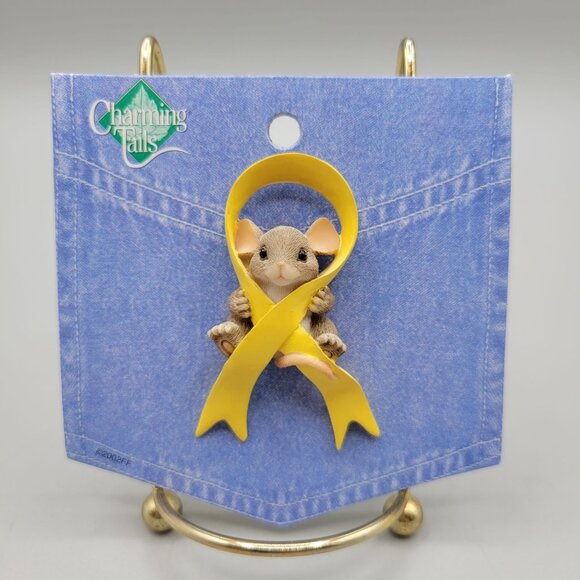 Charming Tails Lapel Pin Show You Care Yellow Ribbon Support Our Troops 80/132 - Picture 2 of 3